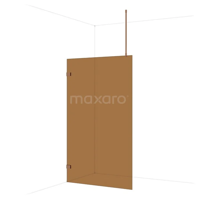 Diamond Walk-in shower | 120 cm Shiny copper Bronze glass Fixed wall IDA12729GKP Brown wooden shower wall in modern design, ideal for a stylish and functional bathroom decor.