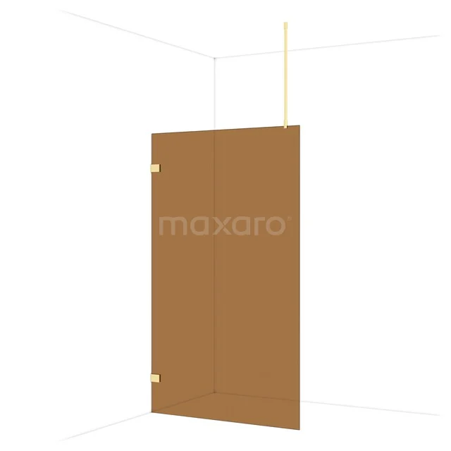 Diamond Walk-in shower | 120 cm Light gold Bronze glass Fixed wall IDA12729LG Opaque shower door in brown glass, with gold-coloured hinges; stylish and functional for modern bathrooms.
