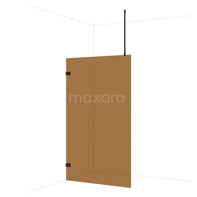 Diamond Walk-in shower | 120 cm Matte black Bronze glass Fixed wall IDA12729MB Brown glass shower wall with black accents, corner model. Perfect for a modern bathroom style. Elegant and minimalist design.