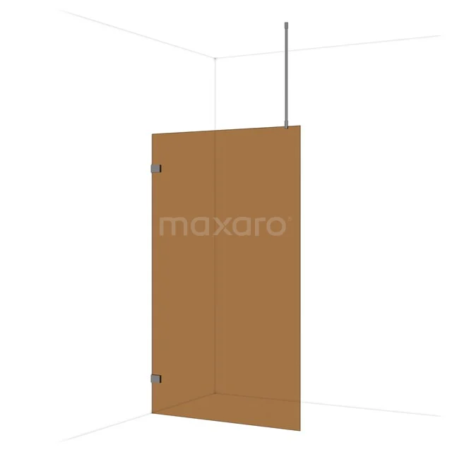 Duschwand Eckeinstellung mit mat kupferfarbenem Glas, minimalistisches Design und metallischer Befestigung, ideal für das moderne Badezimmer.