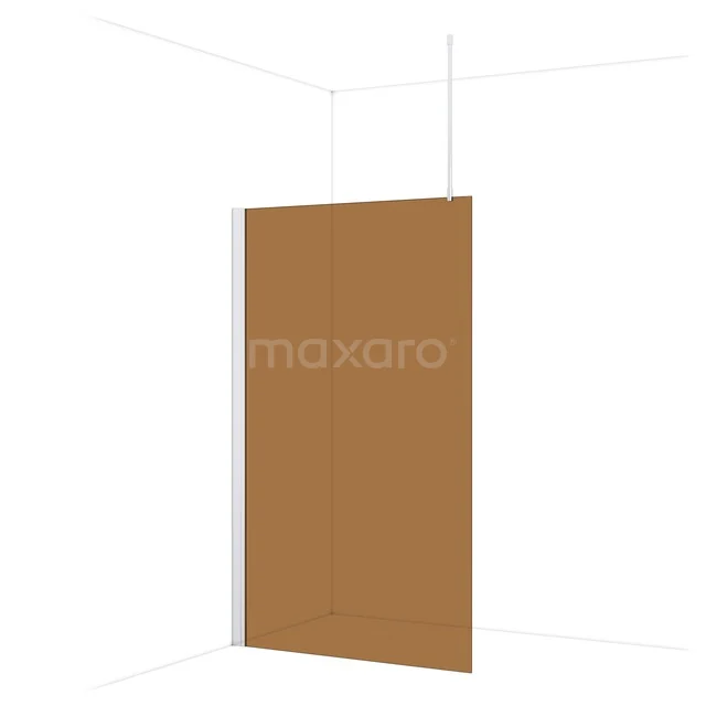 Diamond Walk-in shower | 120 cm Chrome Bronze glass Fixed wall IDA12739C Matte glass shower wall in warm amber colour, frameless design, ideal for modern bathrooms, Minimal Style series.