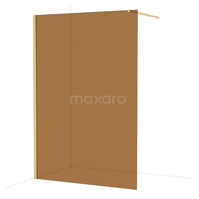 Diamond Walk-in shower | 140 cm Gold Bronze glass Fixed wall IDA14119GGN Gold-coloured walk-in shower wall made of glass, minimalist design, ideal as a stylish addition to the bathroom.
