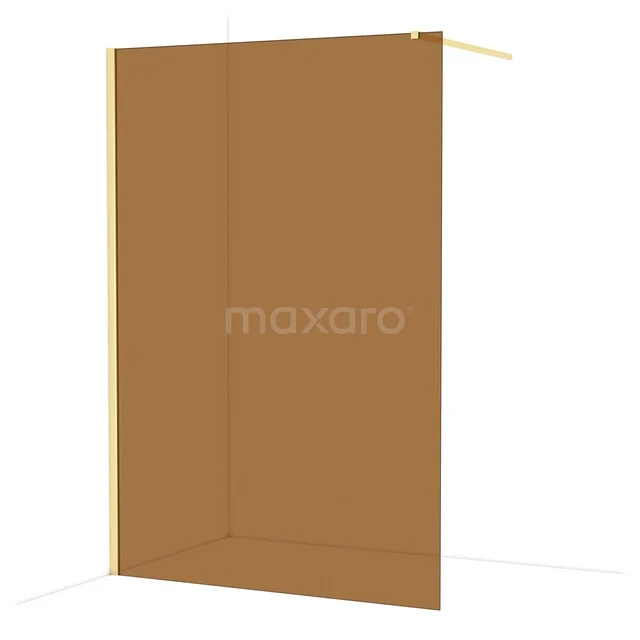 Diamond Walk-in shower | 140 cm Light gold Bronze glass Fixed wall IDA14119LG Golden shower wall with minimalist design, ideal as a stylish partition in any modern bathroom.