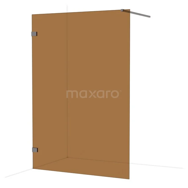 Diamond Walk-in shower | 140 cm Black metal Bronze glass Fixed wall IDA14129ZM Mat brown shower wall with modern design, made of high-quality glass, ideal for a stylish bathroom decor.
