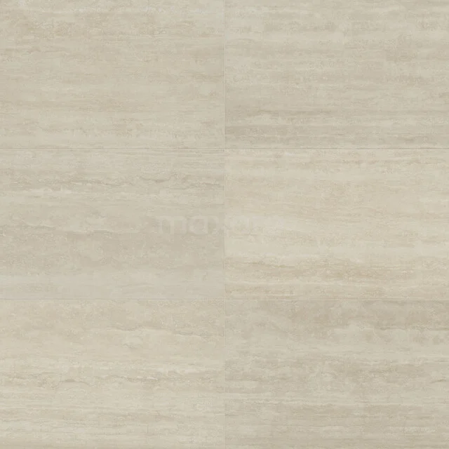 Cremeweiße keramische Badezimmerfliese mit Holzmaserungsstruktur, geeignet für einen modernen und zeitlosen Badezimmerstil.