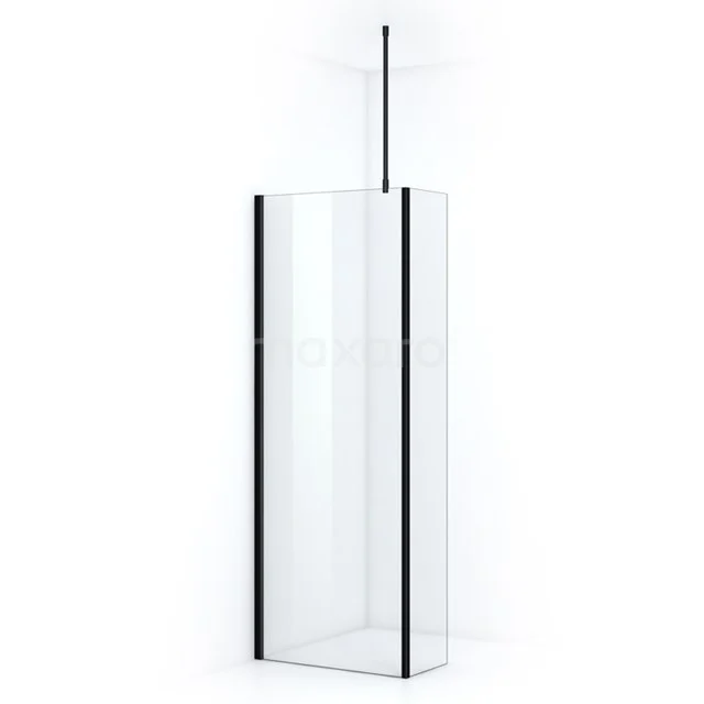Pearl Inloopdouche | 70 cm Mat zwart Helder glas Vaste wand met zijwand IPC072700M