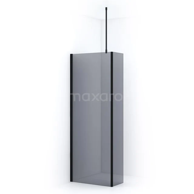 Pearl Inloopdouche | 90 cm Mat zwart Rookglas Vaste wand met zijwand IPC092701M