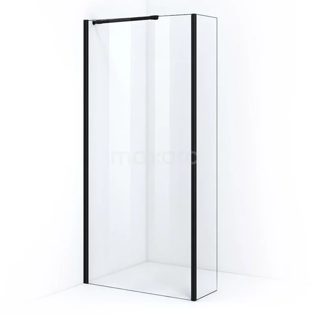 Duschwand aus Klarglas mit schwarzen Aluminiumprofilen, modernes Design und perfekte Ergänzung für jedes stilvolle Badezimmer.