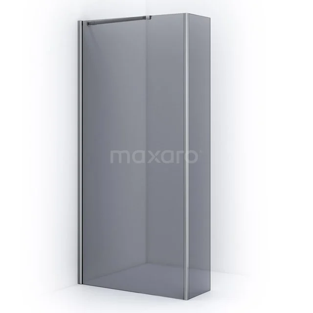 Glass shower screen in rectangular shape, modern design, transparent with grey tint. Perfect for a stylish bathroom.