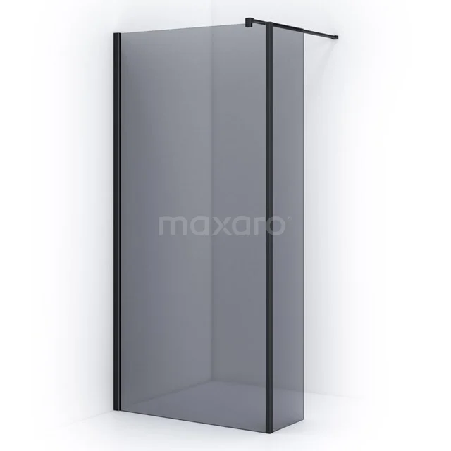 Pearl begehbare Dusche | 90 cm Matt Schwarz Feste Wand mit Seitenwand IPC092301M Matte schwarze begehbare Duschwand aus Glas, modernes Design mit schwarzen Profilen, ideal für ein stilvolles Badezimmer.