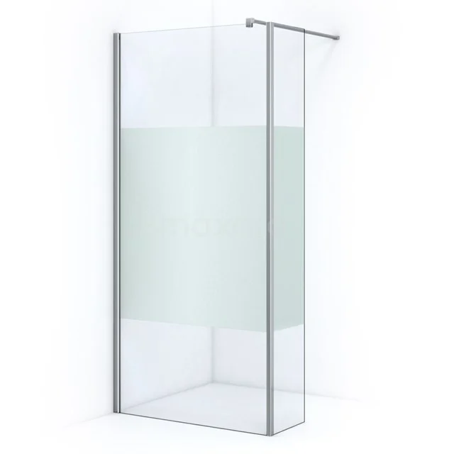 Diamond Walk-in shower | 100 cm Chrome Clear with matt strip Fixed wall with side panel IDC10113CN