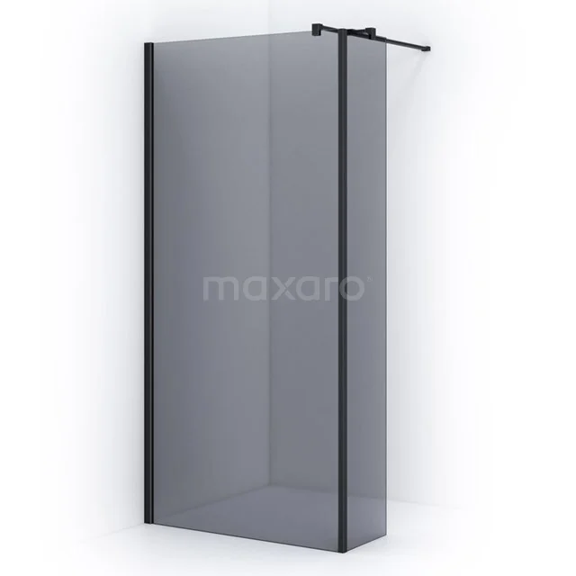 Matt Schwarz Duschwand mit Klarglas und minimalistischem Rahmen, ideal für ein modernes Badezimmer.