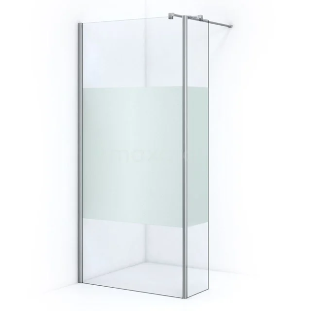 Walk-in glass shower enclosure with frosted glass and aluminium profiles, ideal as a modern bathroom partition.