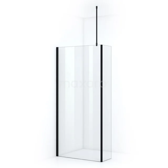 Moderne Glas-Duschwand mit schwarzen Profilen, perfekt für eine stilvolle und minimalistische Badezimmer Einrichtung.