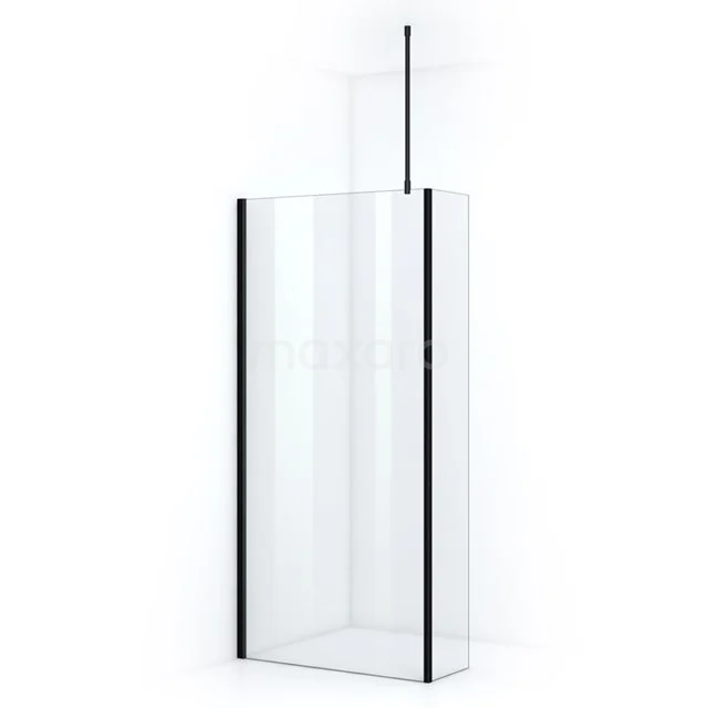 Pearl Inloopdouche | 100 cm Mat zwart Helder glas Vaste wand met zijwand IPC102700M