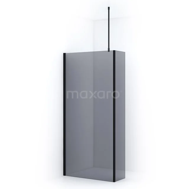 Pearl Inloopdouche | 100 cm Mat zwart Rookglas Vaste wand met zijwand IPC102701M