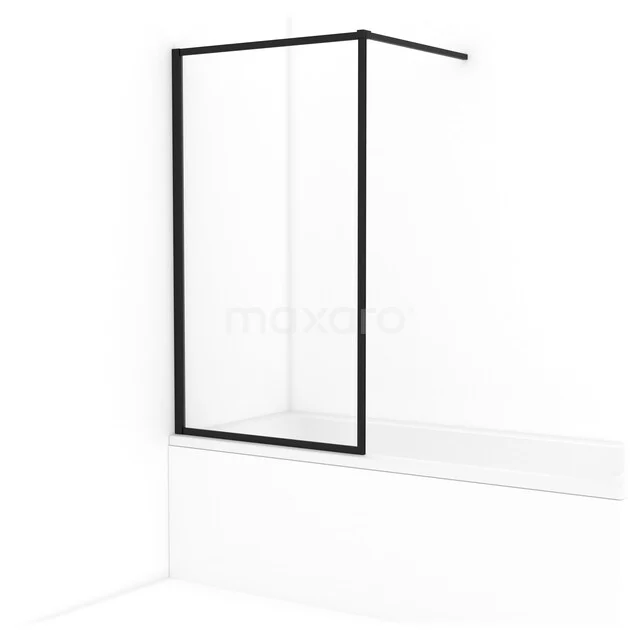 Schwarzer Glas-Badewannenaufsatz mit minimalistischem Design, ideal als stilvolle Badezimmerabtrennung.