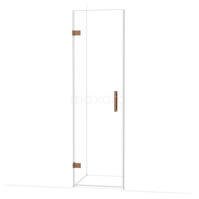 Diamant-Duschtüren DDA2106120GKP Glasdouchedeur mit kupferfarbenen Scharnieren und Haltegriff, ideal für moderne Badezimmerdesigns.