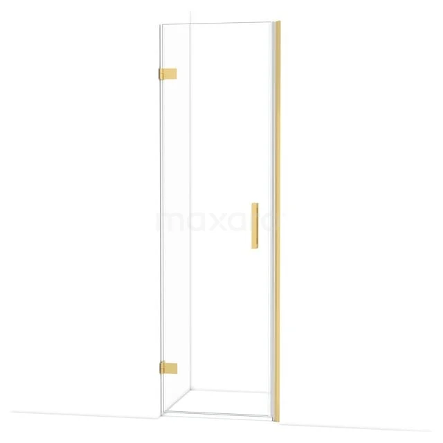 Diamond Douchedeur | 60 cm Goud Helder glas Draaideur DDA2106220GG Glazen douchedeur met goudkleurige scharnieren en handgreep, geschikt voor moderne badkamers.