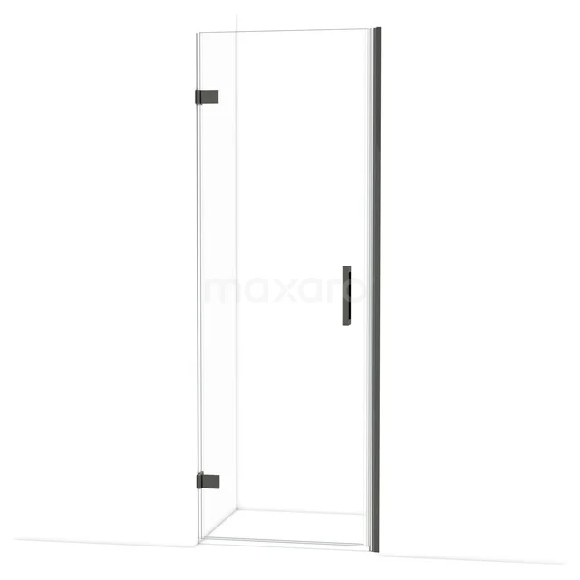Diamond Douchedeur | 70 cm Zwart chroom Helder glas Draaideur DDA2107220BC Glazen douchedeur met helder glas en zwarte metalen scharnieren, ideaal voor een moderne badkamerstijl.