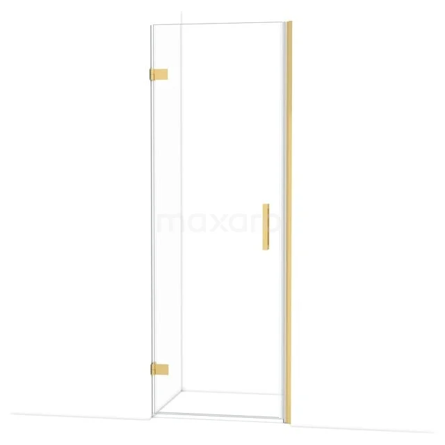 Diamond Douchedeur | 70 cm Goud Helder glas Draaideur DDA2107220GG Glazen douchedeur met gouden scharnieren en handgreep, strak design, geschikt voor moderne badkamers.