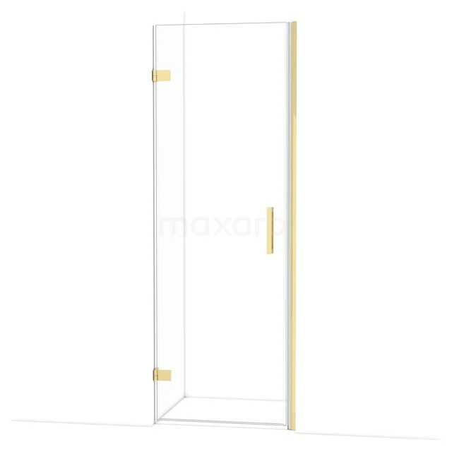 Diamond Shower door | 70 cm Shiny light gold Clear glass Pivot door DDA2107220GLG Glass shower door with gold-coloured hinges and handle, sleek design, perfect for modern bathrooms.