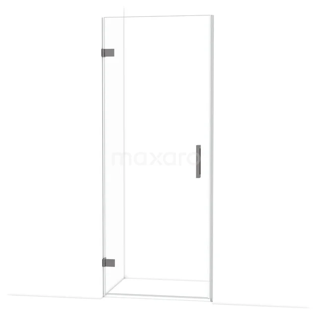 Diamond Douchedeur | 80 cm Zwart metaal Helder glas Draaideur DDA2108120ZM Glazen douchedeur met helder veiligheidsglas, zilverkleurige scharnieren en minimalistisch ontwerp, ideaal voor moderne badkamers.