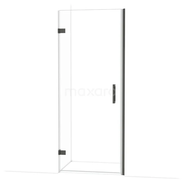 Diamond Shower door | 80 cm Black chrome Clear glass Pivot door DDA2108220BC Glazen douchedeur met scharnieren, helder glas en zwart metalen handgreep, perfect voor een moderne badkamerstijl.
