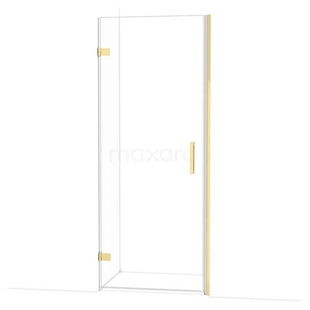 Diamond Duschtür | 80 cm Glänzendes Hellgold Klarglas Drehtür DDA2108220GLG Glasdouchedeur mit goldfarbigem Haltegriff und Scharnieren, modernes Design, ideal für Badezimmergestaltung.