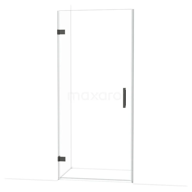 Diamond Shower door | 90 cm Black chrome Clear glass Pivot door DDA2109120BC Glazen douchedeur, helder glas, hoekmodel met zwarte handgreep en scharnieren; ideaal voor een moderne badkamer inrichting.