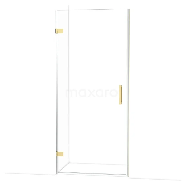 Diamond Duschtür | 90 cm Glänzendes Hellgold Klarglas Drehtür DDA2109120GLG Duschtür aus Klarglas mit goldenen Scharnieren und Haltegriff, luxuriöse Ergänzung für jedes moderne Badezimmer.