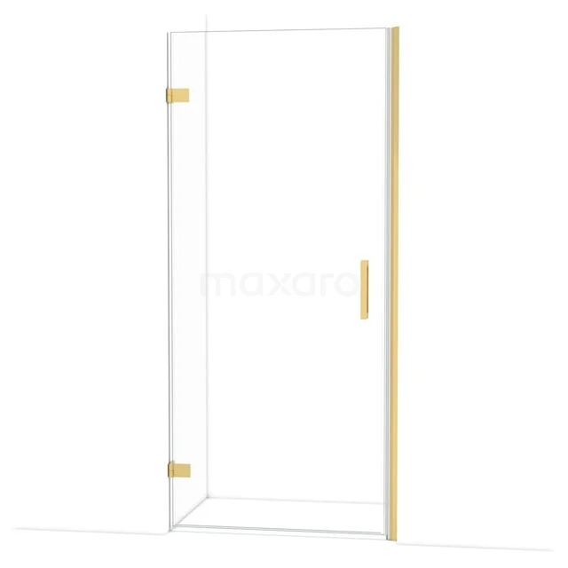 Diamond Douchedeur | 90 cm Goud Helder glas Draaideur DDA2109220GG Glazen douchedeur met goudkleurige details, minimalistisch ontwerp, ideaal als luxe badkameraccessoire.