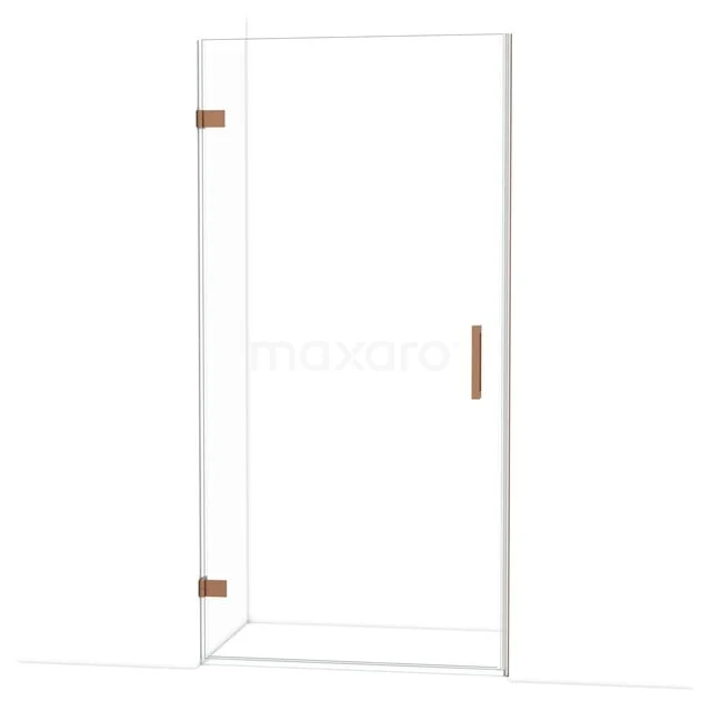 Glasene Duschtür mit luxuriösen Messingscharnieren und Haltegriff, ideal für einen modernen Badezimmerstil.