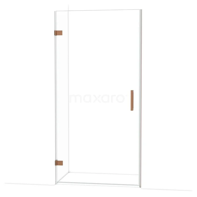 Glasene Duschtür mit luxuriösen Messingscharnieren und Haltegriff, ideal für einen modernen Badezimmerstil.