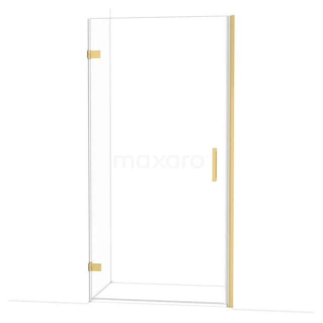 Diamond Douchedeur | 100 cm Goud Helder glas Draaideur DDA2110220GG Douchedeur van helder glas met gouden scharnieren en handgreep, elegant design voor een moderne badkamer.