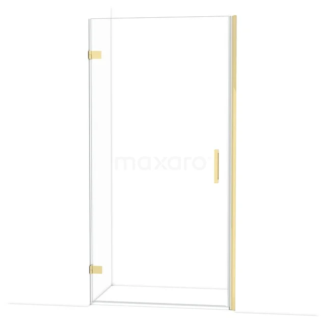 Diamond Shower door | 100 cm Glanzend lichtgoud Clear glass Pivot door DDA2110220GLG Glazen douchedeur met goudkleurige scharnieren en handgreep, stijlvol badkamerdesign uit premium serie.