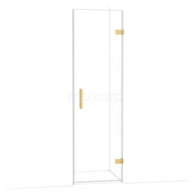 Diamond Shower door | 60 cm Gold Clear glass Pivot door DDA2206120GG Glazen douchedeur met gouden scharnieren en handgreep, ontworpen voor een moderne badkamer.