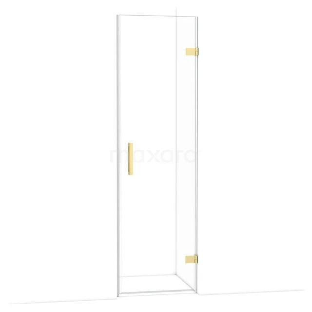 Diamond Shower door | 60 cm Shiny light gold Clear glass Pivot door DDA2206120GLG Glass shower door, clear glass with gold-coloured hinges and handle, luxury design for modern bathroom interiors.