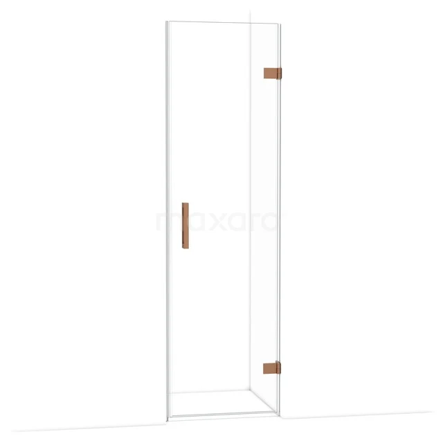 Diamond Douchedeur | 60 cm Koper Helder glas Draaideur DDA2206120KP Glazen douchedeur met goudkleurige scharnieren en handgreep, modern ontwerp, ideaal voor een luxe badkamerstijl.