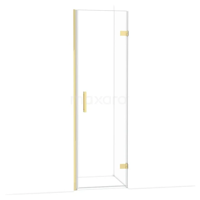 Glasdusche mit goldfarbenen Scharnieren und Haltegriff, elegantes Design, ideal für ein modernes Badezimmer.