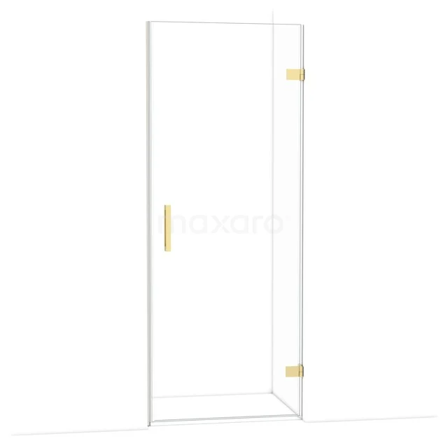 Diamond Duschtür | 80 cm Glänzendes Hellgold Klarglas Drehtür DDA2208120GLG Glasene Duschtür mit goldenem Haltegriff und Scharnieren, elegantes Design, ideal für moderne Bäder und luxuriöse Ausstrahlung.