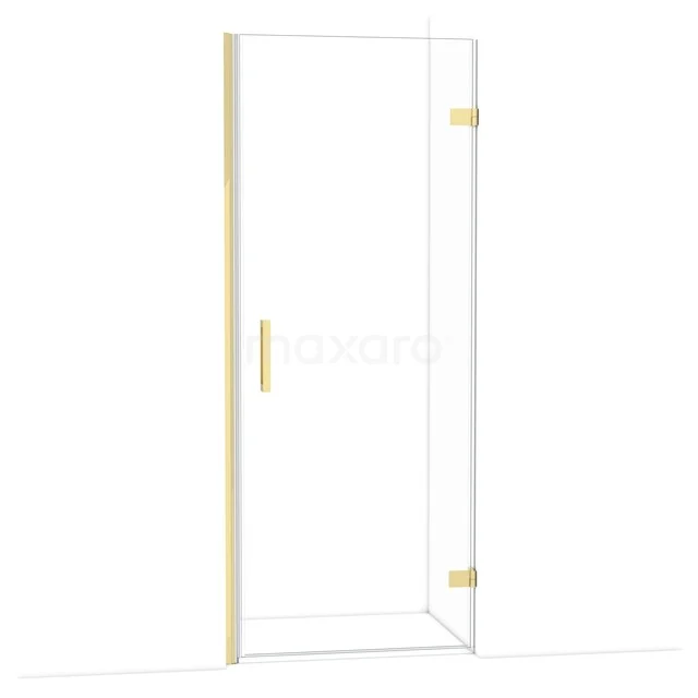 Diamond Duschtür | 80 cm Glänzendes Hellgold Klarglas Drehtür DDA2208220GLG Glasene Duschtür mit Messingakzenten, minimalistisches Design, ideal für ein modernes Badezimmer.