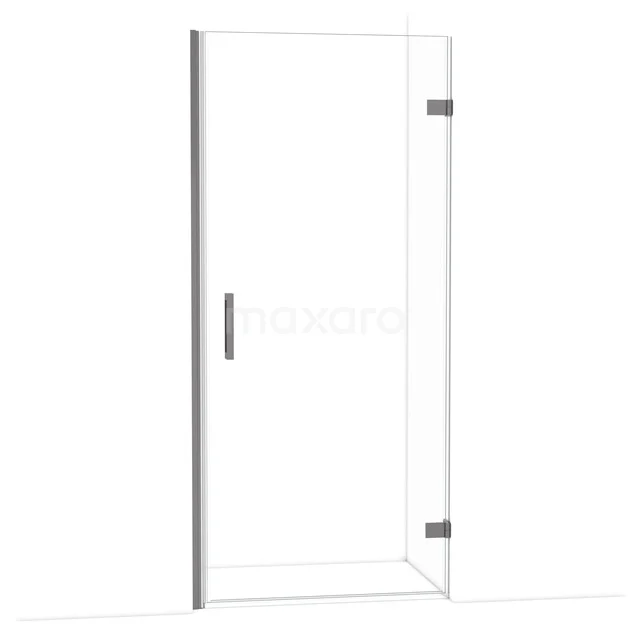 Diamond Douchedeur | 90 cm Zwart metaal Helder glas Draaideur DDA2209220ZM Glazen douchedeur met helder glas, metalen handgreep en scharnieren, perfect voor een moderne badkamerstijl.