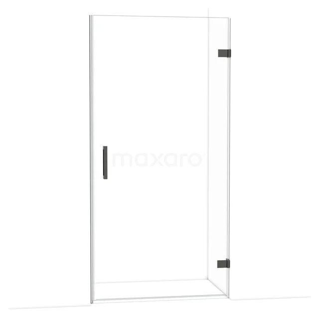 Diamond Shower door | 100 cm Black chrome Clear glass Pivot door DDA2210120BC Glazen douchedeur met zwarte scharnieren en handgreep, modern ontwerp voor de badkamer, gemaakt van helder veiligheidsglas.
