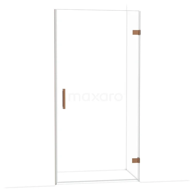 Diamond Douchedeur | 100 cm Glanzend koper Helder glas Draaideur DDA2210120GKP Glazen douchedeur met koperkleurige scharnieren en handgreep, modern design, ideaal voor een stijlvolle badkamer.
