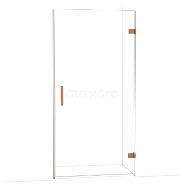 Diamant-Duschtüren DDA2210120KP Transparente Glastür für die Dusche mit kupferfarbenen Scharnieren und Haltegriff, ideal für ein modernes Badezimmer.