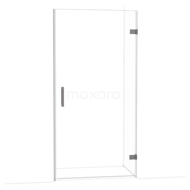 Duschtür Diamant 100cm Klar Sicherheitsglas Schwarz Metall DDA2210120ZM Klarer Glas-Duschtür mit silberfarbigem Griff und Scharnieren, ideal für eine moderne Badezimmergestaltung.