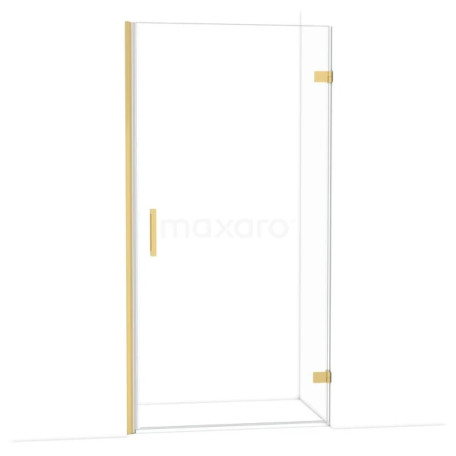Diamond Douchedeur | 100 cm Goud Helder glas Draaideur DDA2210220GG Glazen douchedeur met goudkleurige bevestiging, strak design, ideaal voor een moderne badkamer.