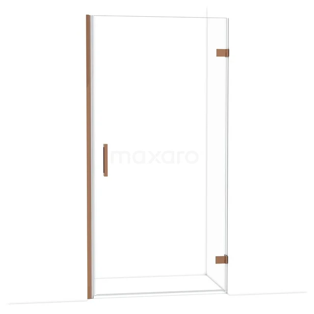 Diamond Douchedeur | 100 cm Glanzend koper Helder glas Draaideur DDA2210220GKP Douchedeur met helder glas, messing details en slanke handgreep, ideaal voor een moderne badkamer.