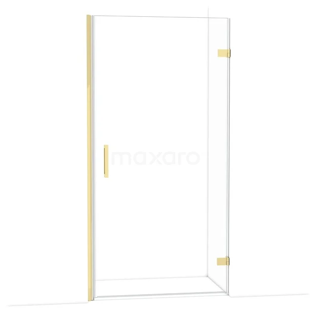 Diamond Shower door | 100 cm Glanzend lichtgoud Clear glass Pivot door DDA2210220GLG Glazen douchedeur met goudkleurige scharnieren en handgreep, elegant design voor moderne badkamers.